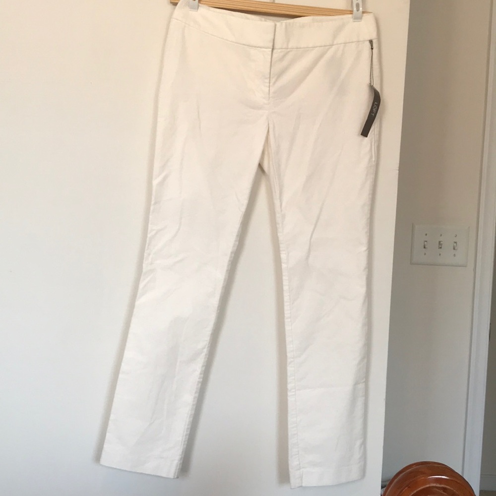 🎆3 for $40 NWT white cotton Loft Pants